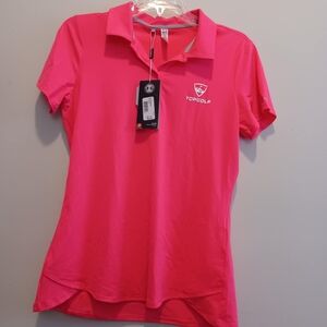 Under Armour Golf Polo Top Women's Medium Pink‎ Top Golf  Logo New MSRP $59.99